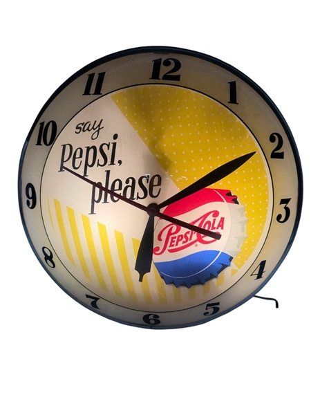 1961 Double Bubble Bottle Top Pepsi-Cola Clock