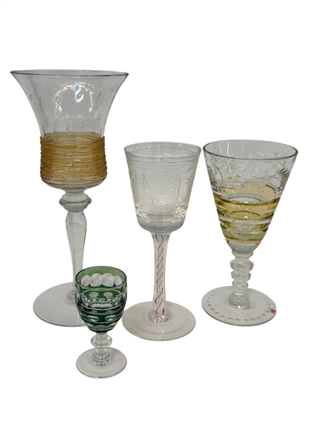 (4) Pieces of Glass Stemware; Hawkes, H.C. Fry Apertif