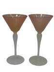 Pair Stevens and Williams Orange Martini Stems