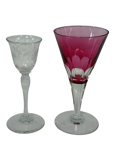 (2) Pieces of Steuben Stemware in Gold Ruby