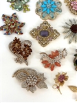 (21) Flower and Butterfly Costume Jewelry Brooches