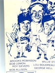 Advertising Cardboard Cleveland Indians Signed by Harmon Killebrew, Roy Sievers, Bob Allison