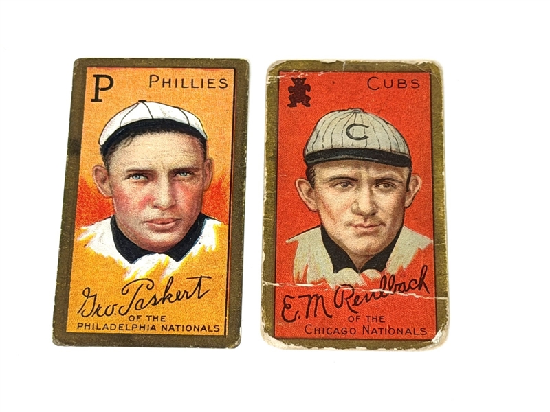 (2) 1911 T205 Baseball Cards; Reulbach, Paskert