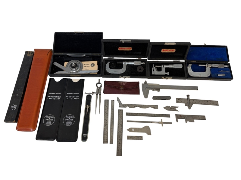 Machinist Tools; Micrometers, Rulers, Prod. Calculators, by Starrett and Lufkin