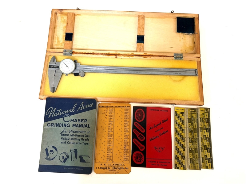 Machinists Group Fowler Dial Calipers in Wood Case