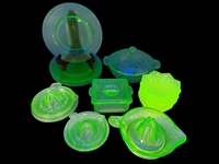 Group of Uranium Glass; Fenton, Jeannette