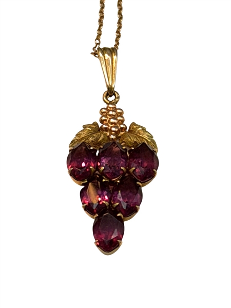 10k Gold Amethyst Grape Pendant and Chain