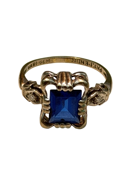 9k Gold Ring With Natural Sapphire From 1930s