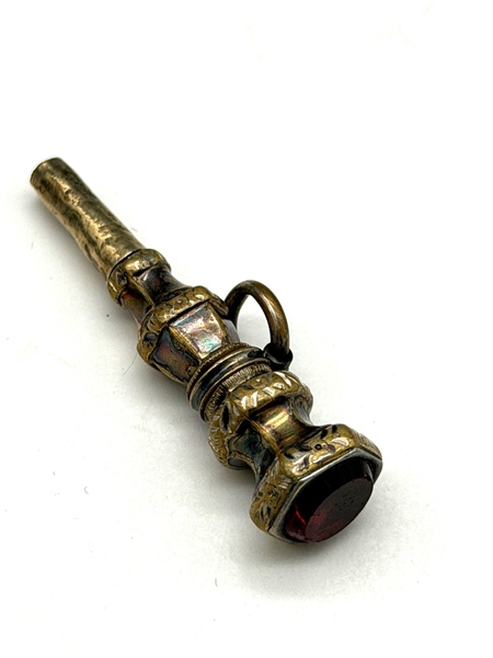 9k Gold Pendant With Red Stone Top