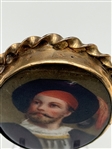 Hand Painted Portrait Brooch Gold and Gold Filled Bands