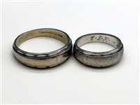 (2) 14k White Gold Wedding Bands