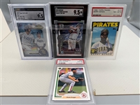 (4) Graded Baseball Cards; Lowe, Boggs, Bazzana, Bonds