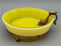Uranium Glass Dolphin Ormolu Mounted Handle Ashtray