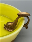 Uranium Glass Dolphin Ormolu Mounted Handle Ashtray