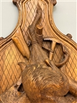 Swiss/German Black Forest Hand Carved Fruits of the Hunt Wall Plaque