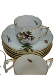 Herend Rothschild Bird Tea Cups and Saucers, Side Plates