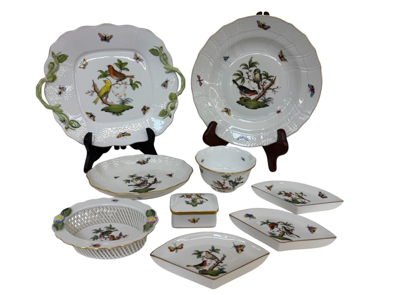 Group of Herend Rothschild Bird Serving Dishes
