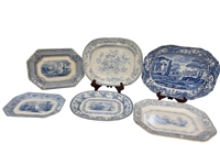 (6) Transferware Platters; Clementson, Spode, Florentine, Heath