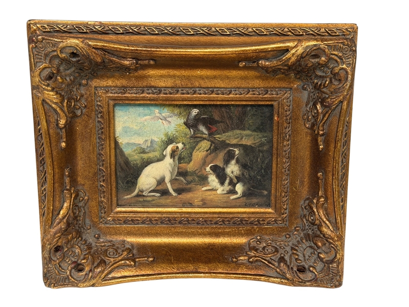 Gilt Deep Well Frame with Dogs Print
