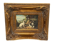 Gilt Deep Well Frame with Dogs Print