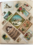 Incredible Scrapbook Filled With Turn of the Century Advertising Cards, Holiday Greetings, Black Americana