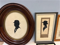 (58) Unsigned Hand Cut Silhouettes (4) Framed