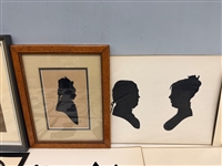 (58) Unsigned Hand Cut Silhouettes (4) Framed