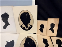 (58) Unsigned Hand Cut Silhouettes (4) Framed