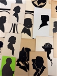 (58) Unsigned Hand Cut Silhouettes (4) Framed