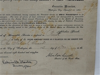 1864 U.S. Volunteer Service Document With Abraham Lincoln Stamp Signature