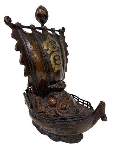 Brass Meiji Era Japanese Takarabune Treasure Ship Censer