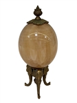 1960s Marble Egg on Elephant Brass Stand and Brass Mounted Finial