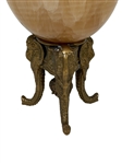 1960's Marble Egg on Elephant Brass Stand and Brass Mounted Finial