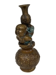 Chinese Brass Statue Boy With Vase Xuande Mark