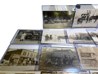 (25) Real Photo Postcards Wagons, Horses, Cars, Grocers