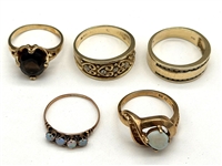 (5) 10k Gold Rings With and Without Gemstones