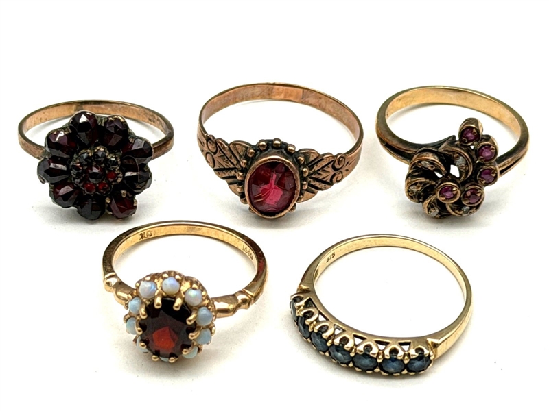 (5) 10k Gold Rings With Gemstones