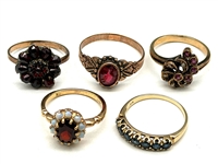 (5) 10k Gold Rings With Gemstones