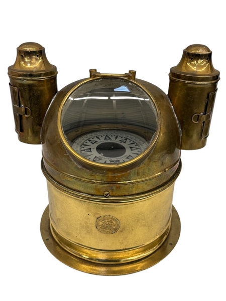 Brass Binnacle Solver and Svarrer With Bergen-Norway Compass