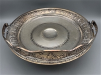 Silver Plate Brides Handled Basket BRSM Co. Hand Hammered Dutch Scene