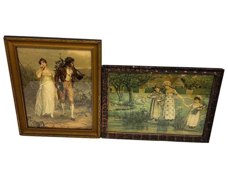 (2) Vintage Lithographs: Kate Greenaway, French Regency