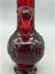 (3) Chinese Cherry Amber Vases Elephant Handles 