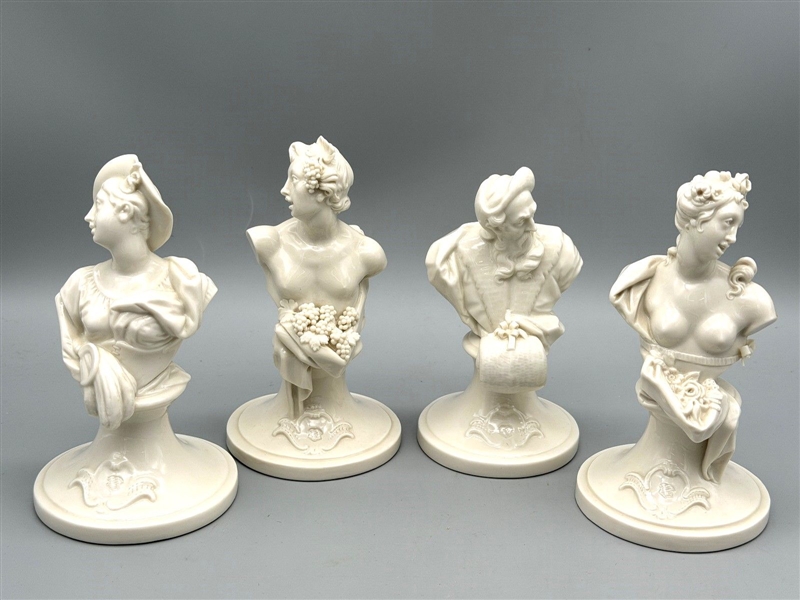 (4) 18th Century F.A. Bustelli Nymphenburg Porcelain White Busts 
