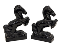 L.E. Smith Rearing Horse Glass Bookends