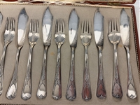 1903-1910 WMF Wurttembergische Silver Plate Fish Service Set In Original Case