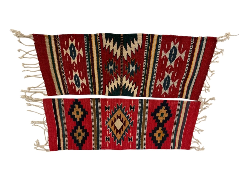 (2) Small Mexican Zapotec Style Motif Textiles
