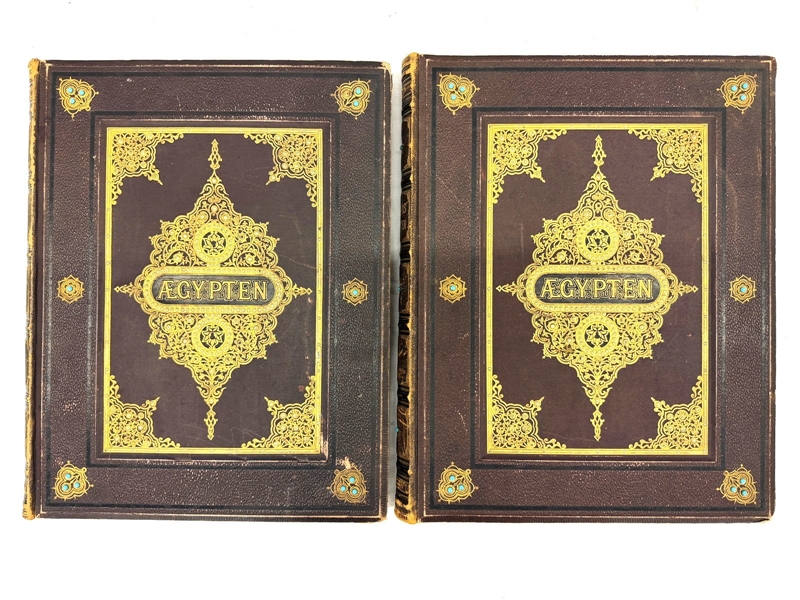 George Ebers "Aegypten in Bild un Wort" 1879 First Edition 2 Volume Leather Bound Set