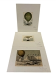 (3) Hand Colored Lithographs Harpers Weekly Hot Air Balloons