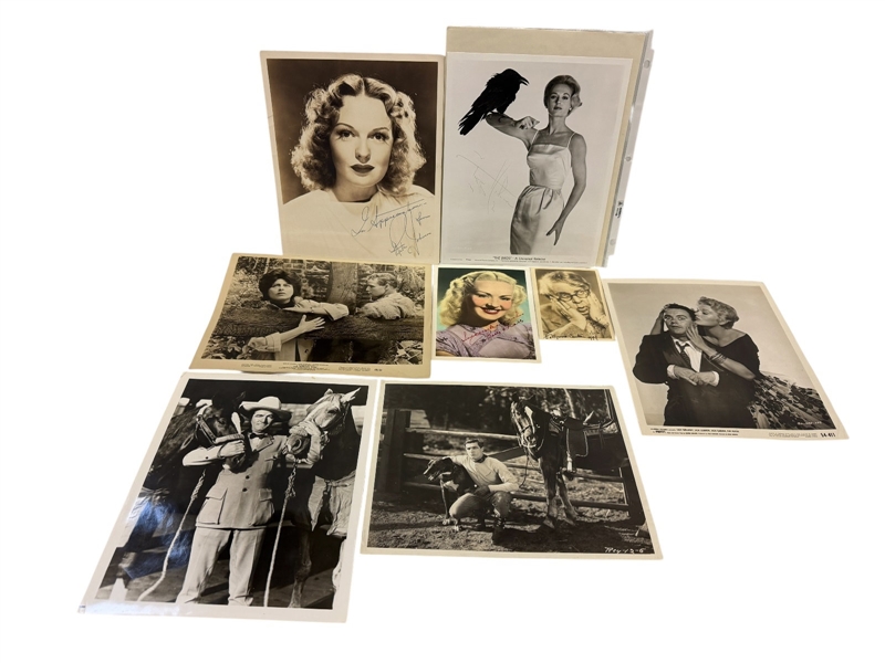 (8) Hollywood Photos Including 4 Autographs; Tippi Hedron, Betty Grable