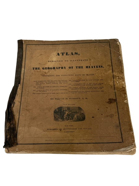 1835 Rare Astronomy Atlas Illustrate the Geography of the Heavens Huntington and Savage. 